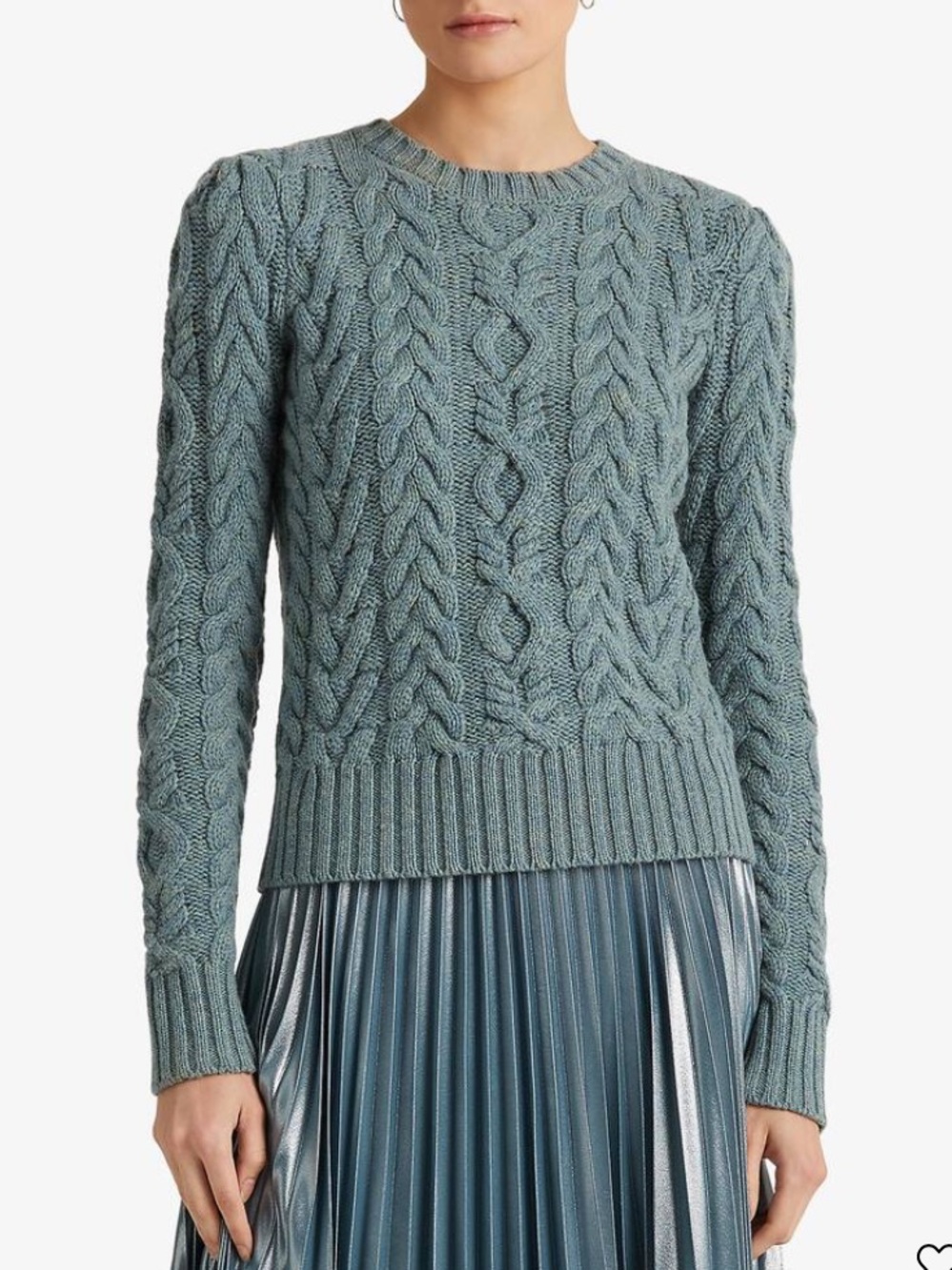 Ralph Lauren Lauren Wool Cashmere Blend Cableknit Fisherman Aran Sweater XXL